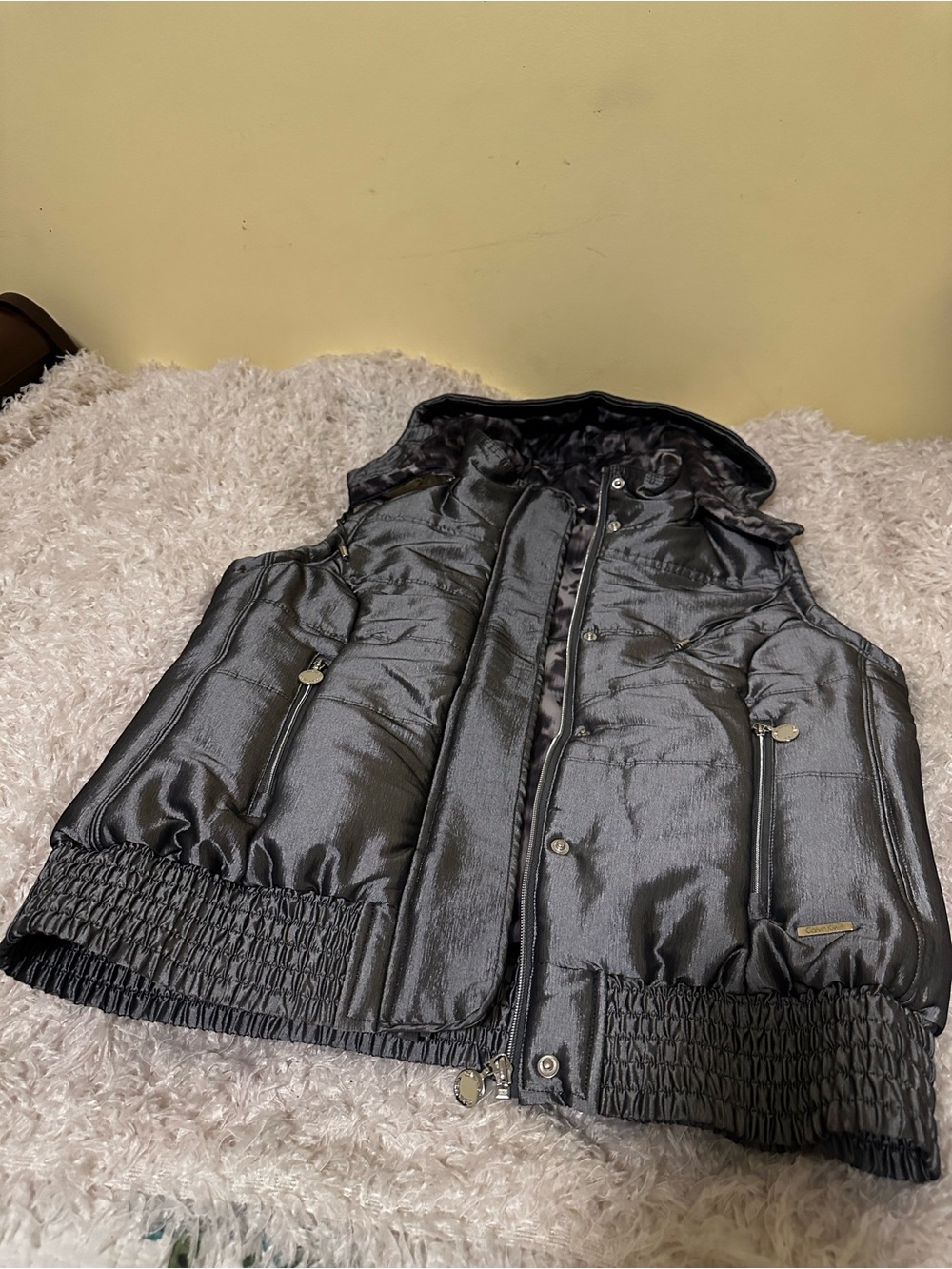 Calvin Klein Black and Gray Patterned Lined Jacket